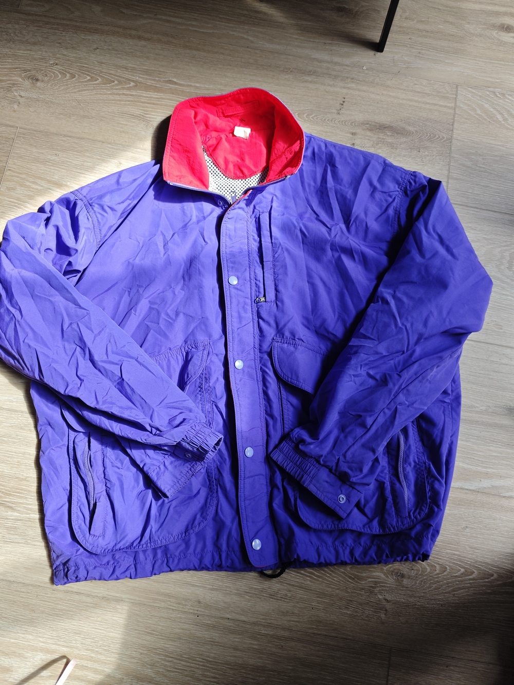 Vintage 80s90s Hydrofil Men's Purple Windbreaker Jacket with Red Lining